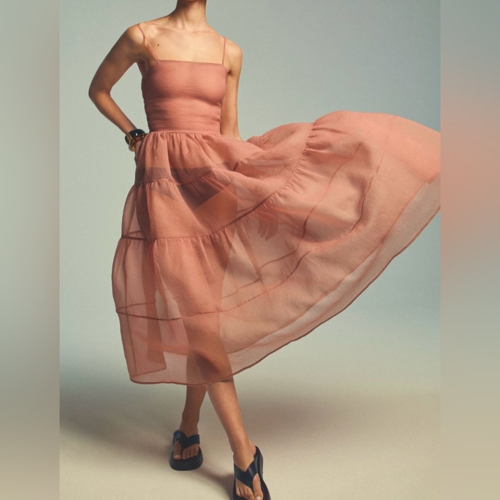 Anthropologie Pink Midi Dress